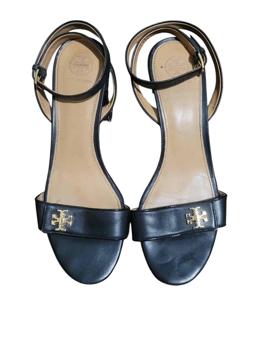 Tory Burch Kira Black Leather Block Heel Sandals